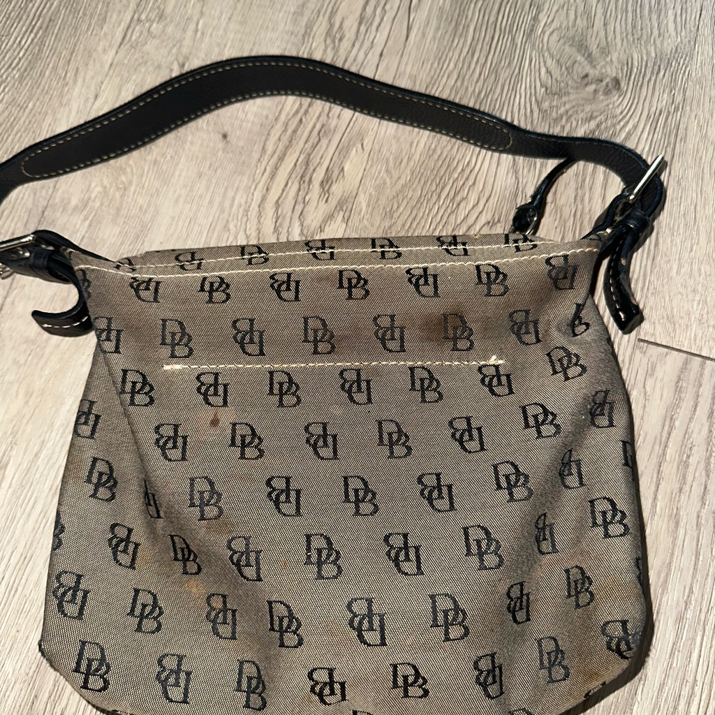 Dooney & Bourke Small Handbag Gray & Black Leather Trim Bag Purse